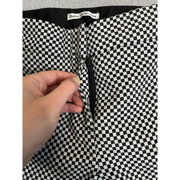 Dalia Collection Pants 6 Small Check Slim Leg Stretch Knit Low Rise Black White - Picture 3 of 16